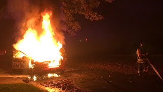 PREARRIVAL Working Police Car Fire Wyomissing Borough 11618 [upl. by Adniuqal]