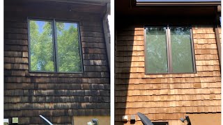 Softwashing cedar shake siding [upl. by Orgel]