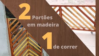 Como fazer portão de correr de madeiraHow to make a wooden sliding gate [upl. by Aihsatan]