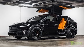 T Largo 7 Tesla Model X P100D Wide Body Package with Custom Lamborghini Orange Leather Interior [upl. by Airdnal]