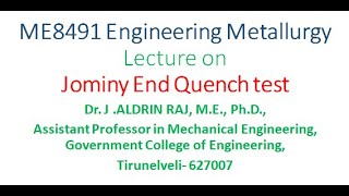 Jominy End Quench Test to determine Hardenability [upl. by Sivad]