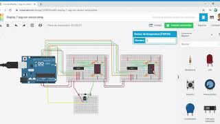 Sensor de temperatura TMP36 y 02 display 7 segmentos con Arduino en Tinkercad [upl. by Nylirem366]