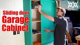 Slidingdoor garage storage cabinet Easy woodworking project to organize your shop [upl. by Hcnarb]