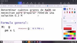 DETERMINAR CUÁNTOS GRAMOS DE NaOH SE NECESITAN PARA PREPARAR 700ml DE UNA SOLUCIÓN 03 M [upl. by Oehsen]