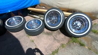 Old School Cragar Star Wires 30 Spoke Wire Wheels Rims 15 inch Unilug w White Wall Tires [upl. by Donald]