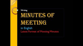 Minutes of Meeting Format Perfect Format मे मीटिंग मिनट लिखना सीखें Learn With Sample [upl. by Edobalo]