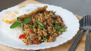 Thai Holy Basil StirFry Recipe Pad Kra Pao ผัดกะเพรา [upl. by Largent]