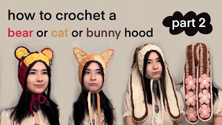 How to crochet a bunny  cat  bear hat Part 2 Alexandria Masse [upl. by Kieffer]