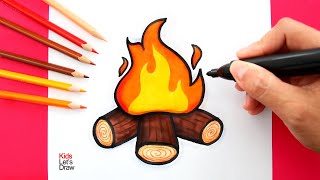 Cómo dibujar una FOGATA Fácil  How to draw a Campfire easy [upl. by Ayoras311]