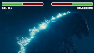 Godzilla vs King Ghidorah WITH HEALTHBARS  First Fight  HD  Godzilla King of the Monsters [upl. by Yanaj50]