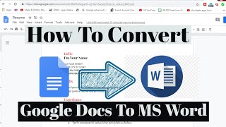 How To Convert Google Docs File To MS Word DocX  Convert Google Doc To Microsoft Word [upl. by Hansel]