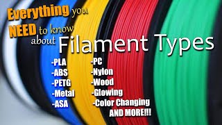 All the Different 3d printing Filaments Explained [upl. by Tench]