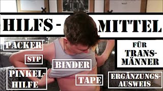 Erste Hilfsmittel für Transmänner  Binder amp Tape  Packer amp Pinkelhilfe  Ergänzungsausweis  FTM [upl. by Nhepets]