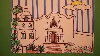 Lets Draw a California Mission San Diego [upl. by Nylad]