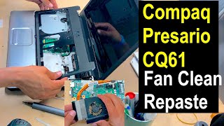 Compaq Presario CQ61 Cleaning CPU Cooling Fan amp Thermal Paste CQ60 CQ41 G61  Disassembly [upl. by Anesusa2]