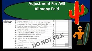 Alimony Paid Deduction Adjustment For Adjusted Gross Income AGI  Income Tax 2018 2019 [upl. by Laoj]