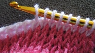 How To Crochet Tunisian Simple Stitch and Knit Stitch [upl. by Ahsiniuq]