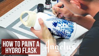 How to Paint a Stainless Steel Hydro Flask  Angelus Paint [upl. by Zorana]