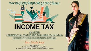 Residential Status of Other Entities incometaxact1961 bcom panjabuniversitychandigarh education [upl. by Ahtaga]