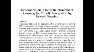 Generalization in Deep Reinforcement Learning for Robotic Navigation by Reward Shaping [upl. by Mukul]