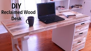 DIY Desk with hidden laptop storage using reclaimed pallet wood  How to make [upl. by Liana]