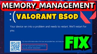 Memory management BSOD in Valorant Fix [upl. by Ayinat828]