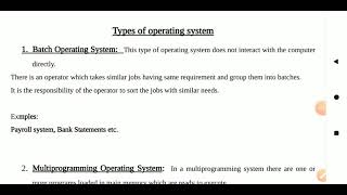 Types of Operating System  Batch Multiprogramming Multitasking Real Time Os Distributed Os [upl. by Other]