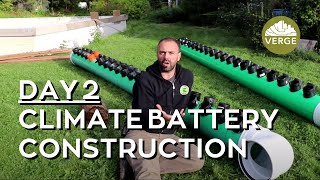 How To Build a Climate Battery  Day 2  Construction In Passive Solar Greenhouse [upl. by Pegeen813]