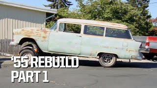 1955 Chevy Handyman Hot Rod Wagon Rebuild  Part 1 [upl. by Neirda]