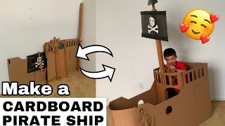 DIY  How to make a cardboard pirate ship [upl. by Aylatan]