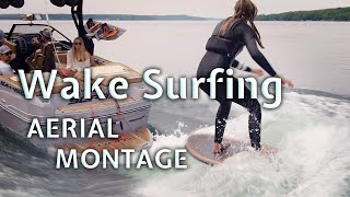 Wake Surfing A Drone Aerial Montage [upl. by Adlin]