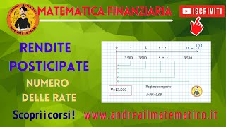 RENDITA POSTICIPATA  Calcolo NUMERO DI RATE  Matematica finanziaria [upl. by Leia]