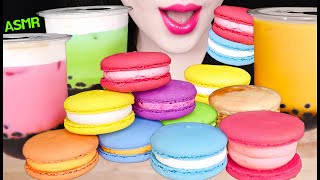 ASMR BOBA BUBBLE TEA RAINBOW MACARON TAPIOCA PEARLS 보바 버블티 레인보우 마카롱 타피오카 펄 먹방 EATING SOUNDS [upl. by Anerroc]