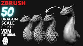 ZBrush Tutorial  50 Dragon Scale VDM Brush Demonstration [upl. by Hedaza308]