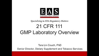 21 CFR 111 GMP Laboratory Overview 1 of 5 GMP Compliance in DS Laboratories Series [upl. by Auroora598]