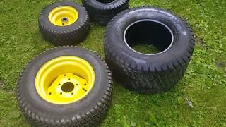 John Deere 425 Larger Tire Upgrade 445 455 Tires [upl. by Ybbor207]