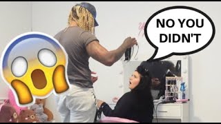 BURNING OFF MY GIRLFRIENDS HAIR PRANK SHE WAS ANGRY [upl. by Artenra654]