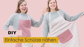 Einfache Schürze nähen  DIY Geschenk [upl. by Anilag]