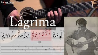 LAGRIMA  Francisco Tarrega  with TAB  Fingerstyle Guitar [upl. by Olraced571]