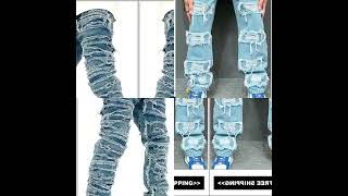 Ripped stacked denim flare jeans for men 2024 best styles [upl. by Aidiruy]