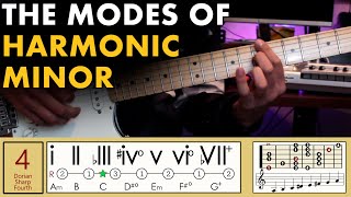 Demonstrating The Modes of Harmonic Minor MUSIC THEORY  SCALES [upl. by Ancier]