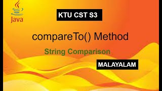 15  compareTo Method  JAVA String Method  Malayalam Tutorial [upl. by Gladdie]