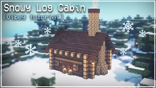 Minecraft Snowy Cabin Tutorial ❄️☃️ Relaxing Chill Snow Winter Oak Spruce Wood 🦊🌿Kelpie the Fox [upl. by Eniamrahs]