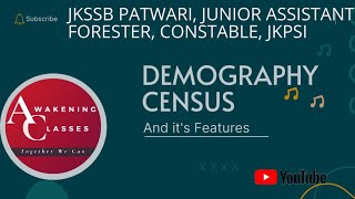 DEMOGRAPHY CENSUS AND ITS FEATURES PREVIOUS YEAR QUESTIONSJKSSB JUNIOR ASSISTANTPATWARIetc [upl. by Heigho]