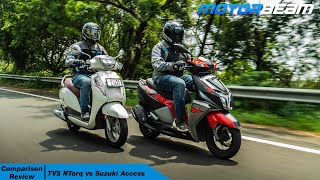 TVS NTorq vs Suzuki Access Comparison  The Best 125cc Scooter  MotorBeam [upl. by Saberio161]