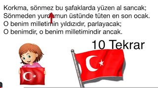 İstiklal Marşı 10 kıta ezberleme 1Kıta 10 Tekrar  istiklal marşı 2 kıtası ezberleme [upl. by Piane]