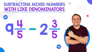 Subtracting Mixed Numbers with Like Denominators [upl. by Nerrawed3]