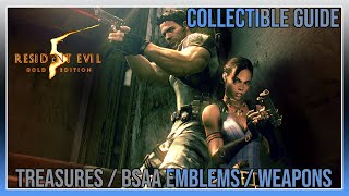 Resident Evil 5  Treasures  BSAA Emblems  Weapons  Collectible Guide [upl. by Sebastiano]