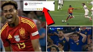 FOOTBALL FANS REACT TO YAMAL LAMINE AMAZING GOAL VS FRANCE yamal euro2024 spainvsfrance [upl. by Niltiac]