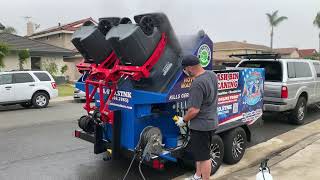 How to Operate a Trash Bin Cleaning Machine  Build your own Trash Bin Cleaning Truck or Trailer [upl. by Reviere]